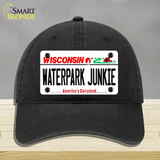 Waterpark Junkie Wisconsin Novelty License Plate Hat Unconstructed Cotton / Black