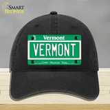 Vermont Green Mountain State Novelty License Plate Hat Unconstructed Cotton / Black