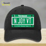 N Joy VT Vermont Novelty License Plate Hat Unconstructed Cotton / Black