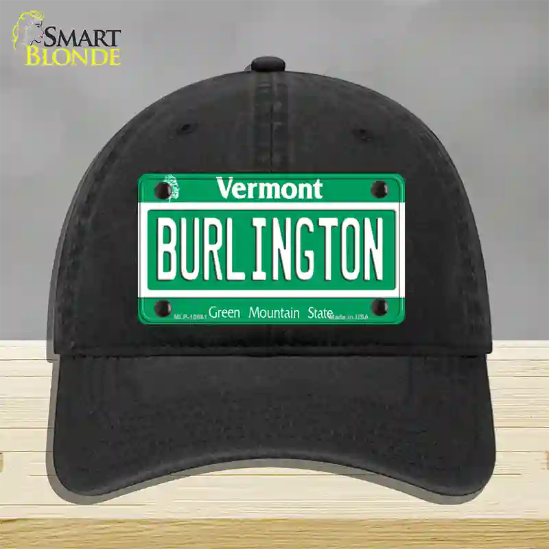 Burlington Vermont Novelty License Plate Hat Unconstructed Cotton / Black