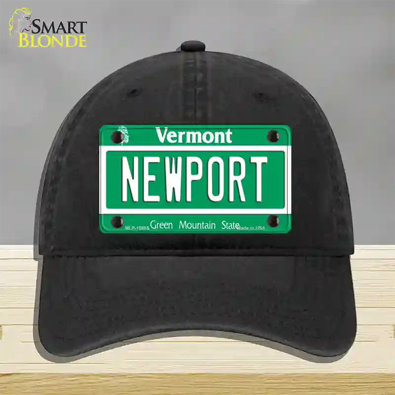 Newport Vermont Novelty License Plate Hat Unconstructed Cotton / Black