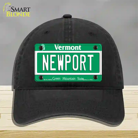 Newport Vermont Novelty License Plate Hat Unconstructed Cotton / Black