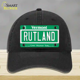 Rutland Vermont Novelty License Plate Hat Unconstructed Cotton / Black