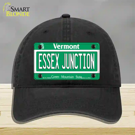 Essex Junction Vermont Novelty License Plate Hat Unconstructed Cotton / Black