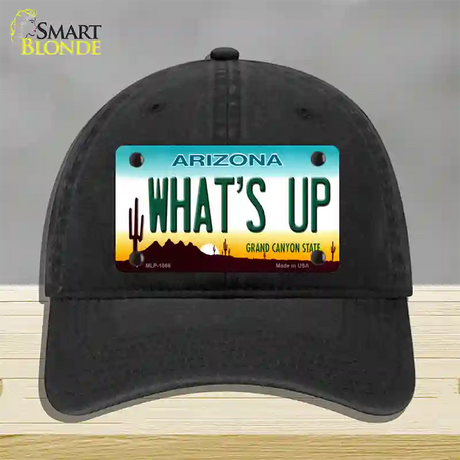 Whats Up Novelty License Plate Hat Unconstructed Cotton / Black