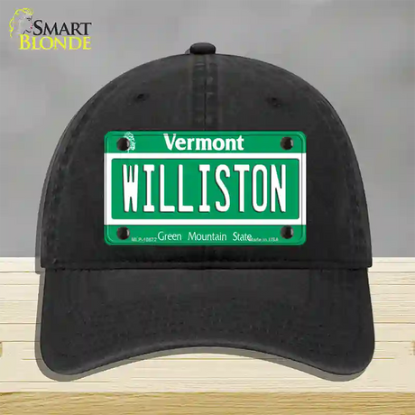 Williston Vermont Novelty License Plate Hat Unconstructed Cotton / Black