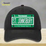 St Johnsbury Vermont Novelty License Plate Hat Unconstructed Cotton / Black