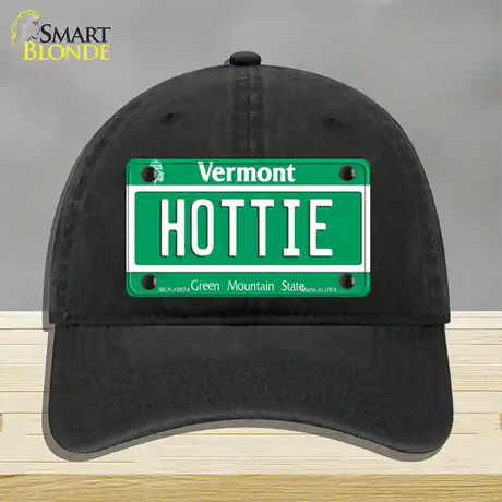 Hottie Vermont Novelty License Plate Hat Unconstructed Cotton / Black