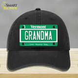 Grandma Vermont Novelty License Plate Hat Unconstructed Cotton / Black