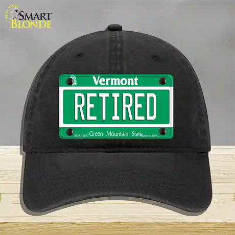 Retired Vermont Novelty License Plate Hat Unconstructed Cotton / Black