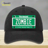 Zombie Vermont Novelty License Plate Hat Unconstructed Cotton / Black