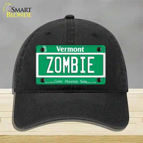 Zombie Vermont Novelty License Plate Hat Unconstructed Cotton / Black