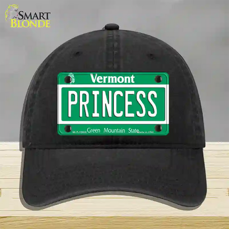 Princess Vermont Novelty License Plate Hat Unconstructed Cotton / Black