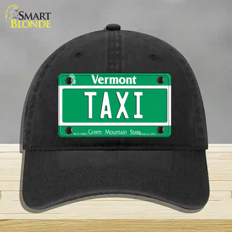 Taxi Vermont Novelty License Plate Hat Unconstructed Cotton / Black