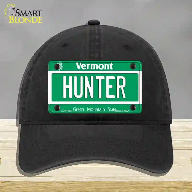 Hunter Vermont Novelty License Plate Hat Unconstructed Cotton / Black