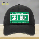 Ski Bum Vermont Novelty License Plate Hat Unconstructed Cotton / Black