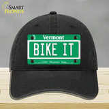 Bike It Vermont Novelty License Plate Hat Unconstructed Cotton / Black