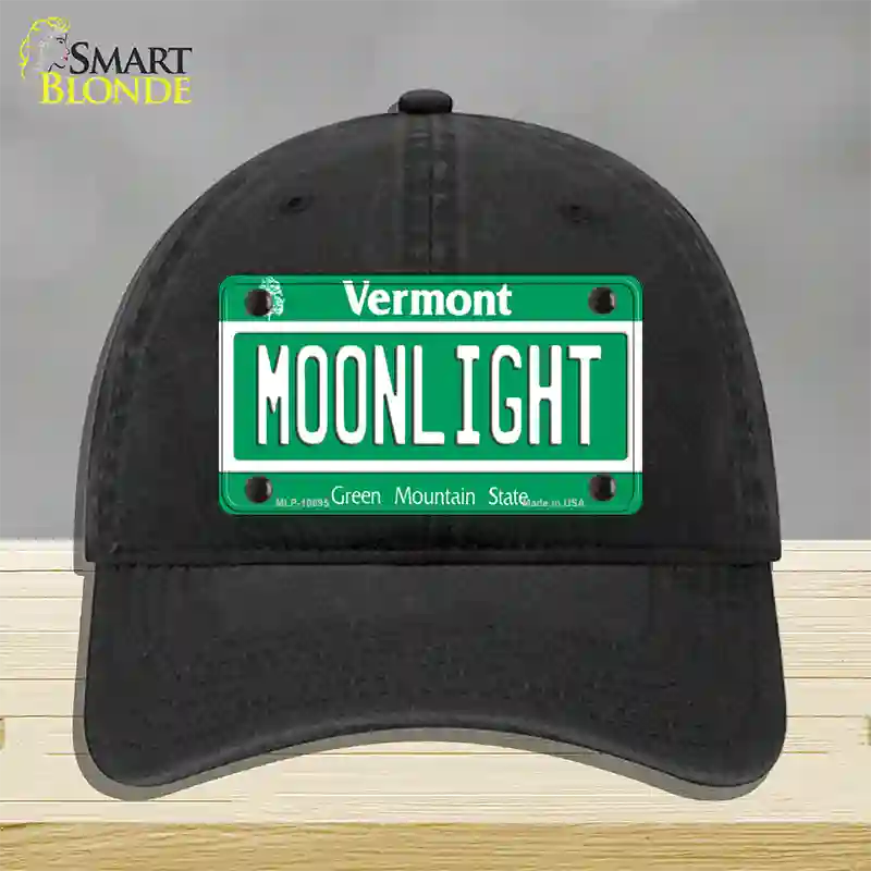 Moonlight Vermont Novelty License Plate Hat Unconstructed Cotton / Black