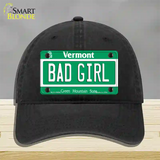 Bad Girl Vermont Novelty License Plate Hat Unconstructed Cotton / Black