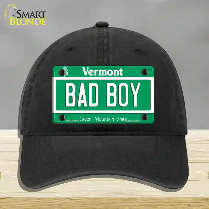 Bad Boy Vermont Novelty License Plate Hat Unconstructed Cotton / Black