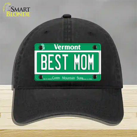 Best Mom Vermont Novelty License Plate Hat Unconstructed Cotton / Black