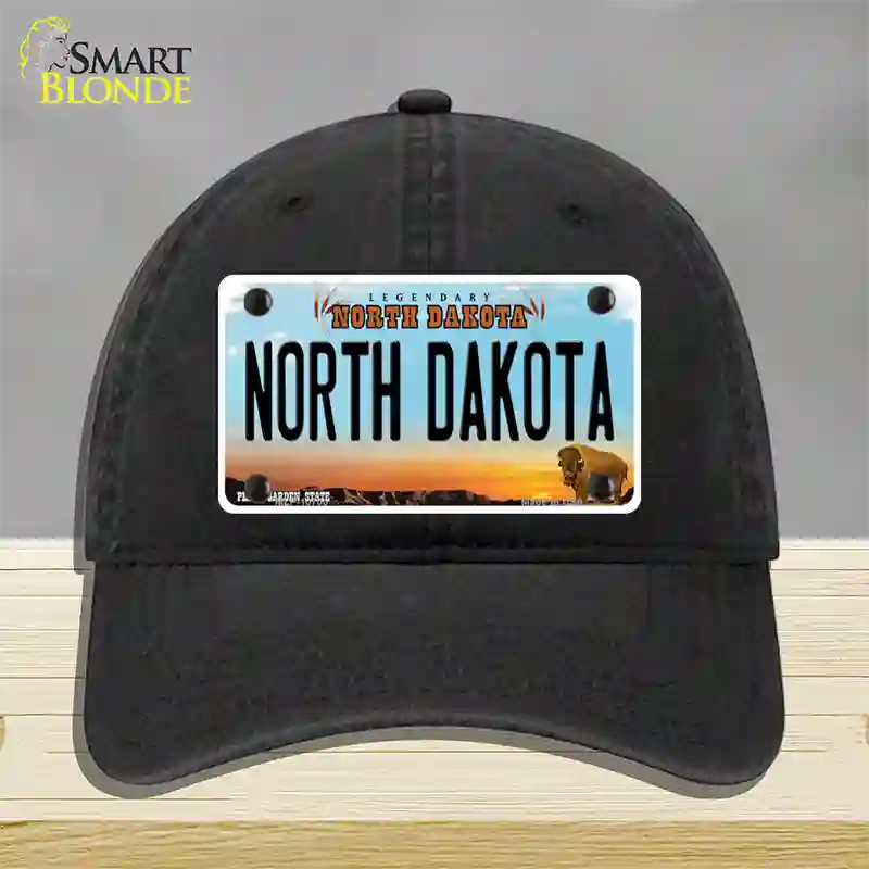 North Dakota Legendary Novelty License Plate Hat Unconstructed Cotton / Black