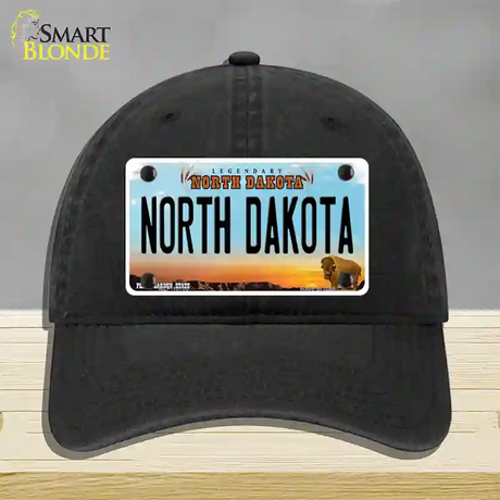 North Dakota Legendary Novelty License Plate Hat Unconstructed Cotton / Black