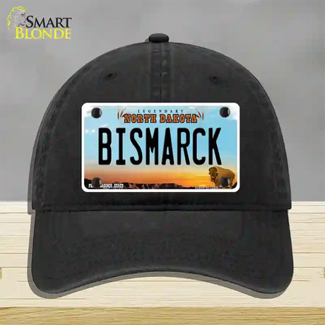 Bismarck North Dakota Novelty License Plate Hat Unconstructed Cotton / Black