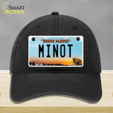 Minot North Dakota Novelty License Plate Hat Unconstructed Cotton / Black