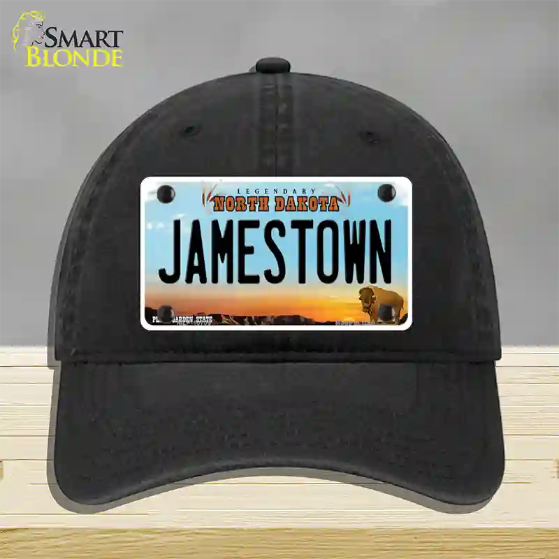 Jamestown North Dakota Novelty License Plate Hat Unconstructed Cotton / Black