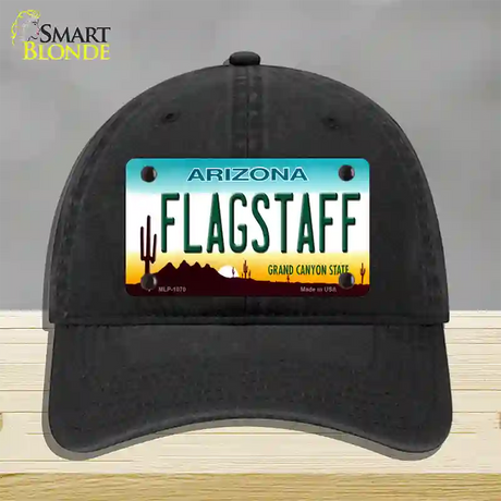 Flagstaff Arizona Novelty License Plate Hat Unconstructed Cotton / Black