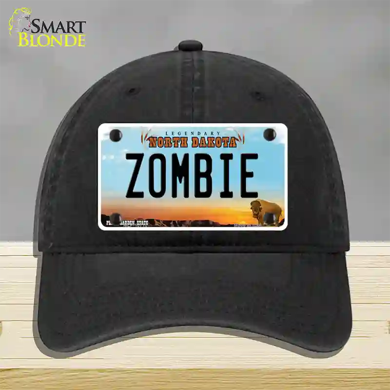 Zombie North Dakota Novelty License Plate Hat Unconstructed Cotton / Black