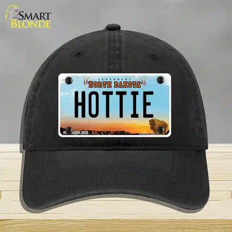 Hottie North Dakota Novelty License Plate Hat Unconstructed Cotton / Black