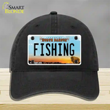 Fishing North Dakota Novelty License Plate Hat Unconstructed Cotton / Black