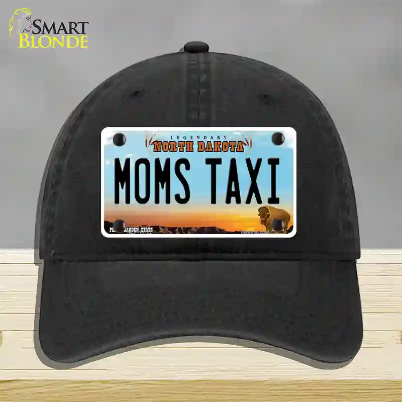 Moms Taxi North Dakota Novelty License Plate Hat Unconstructed Cotton / Black