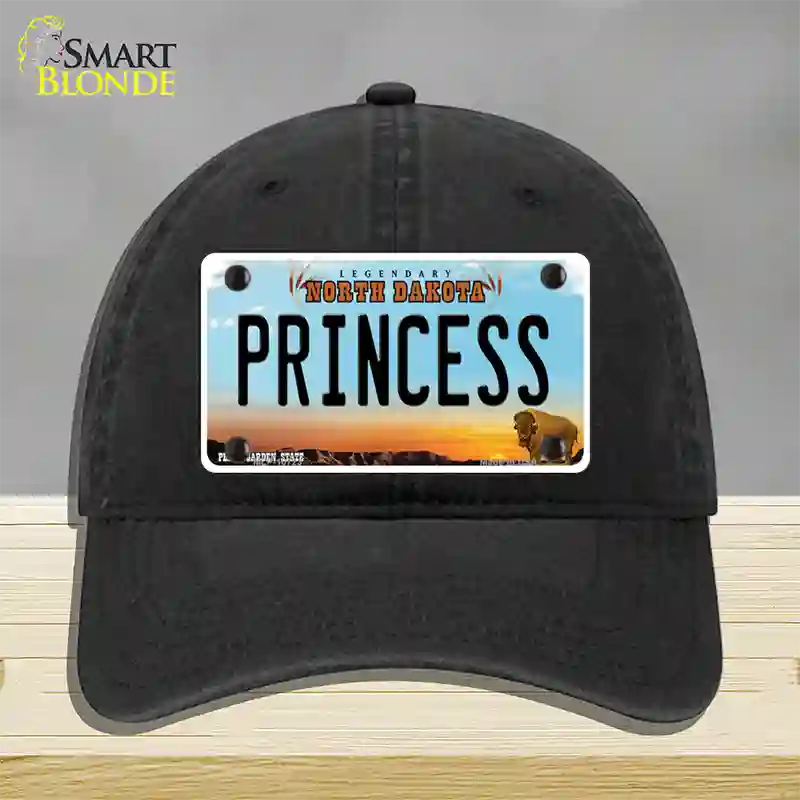 Princess North Dakota Novelty License Plate Hat Unconstructed Cotton / Black