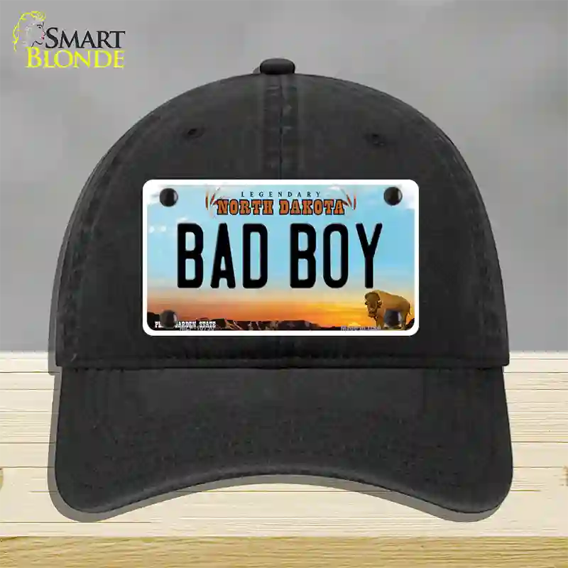 Bad Boy North Dakota Novelty License Plate Hat Unconstructed Cotton / Black