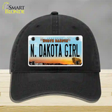 N Dakota Girl North Dakota Novelty License Plate Hat Unconstructed Cotton / Black