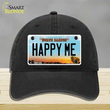 Happy Me North Dakota Novelty License Plate Hat Unconstructed Cotton / Black