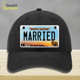 Married North Dakota Novelty License Plate Hat Unconstructed Cotton / Black