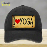 I Heart Yoga Novelty License Plate Hat Unconstructed Cotton / Black