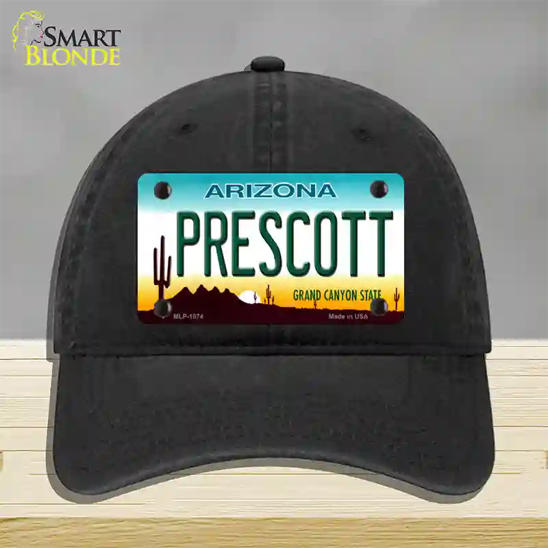 Prescott Arizona Novelty License Plate Hat Unconstructed Cotton / Black