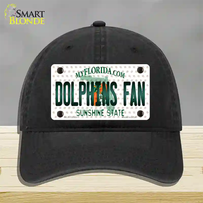 Dolphins Fan Florida Novelty License Plate Hat Unconstructed Cotton / Black