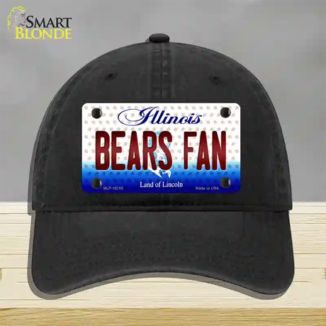 Bears Fan Illinois Novelty License Plate Hat Unconstructed Cotton / Black