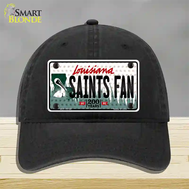 Saints Fan Louisiana Novelty License Plate Hat Unconstructed Cotton / Black