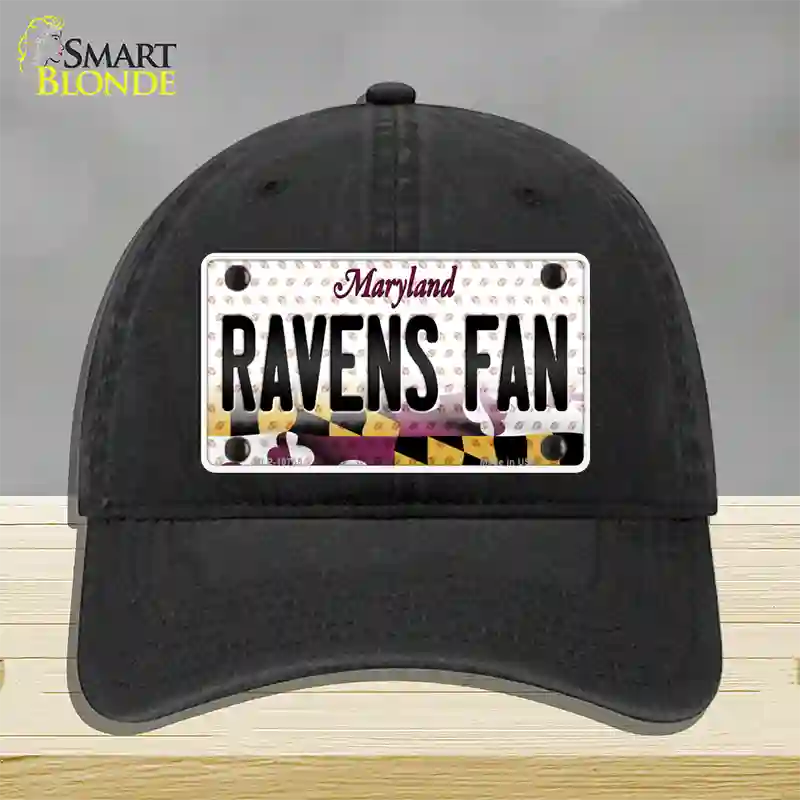 Ravens Fan Maryland Novelty License Plate Hat Unconstructed Cotton / Black