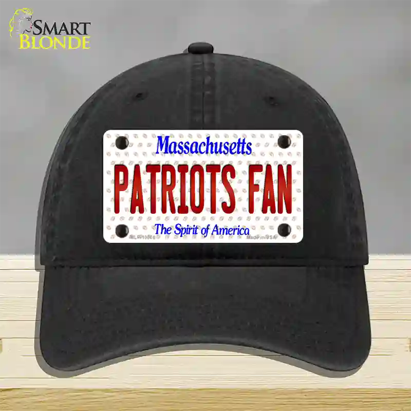 Patriots Fan Massachusetts Novelty License Plate Hat Unconstructed Cotton / Black