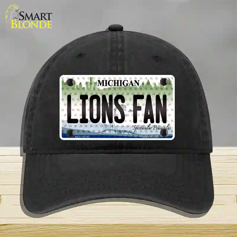 Lions Fan Michigan Novelty License Plate Hat Unconstructed Cotton / Black