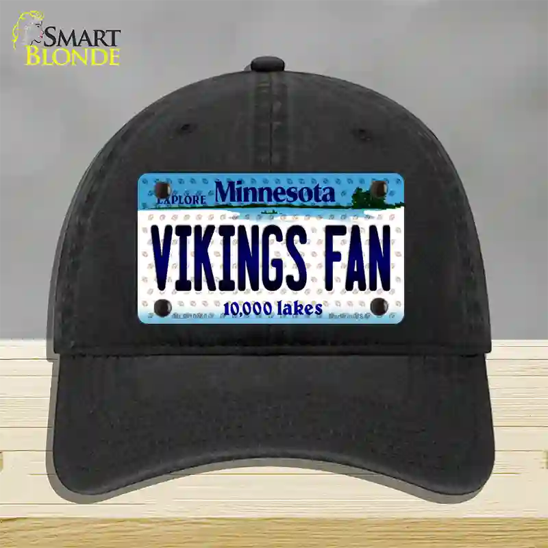 Vikings Fan Minnesota Novelty License Plate Hat Unconstructed Cotton / Black