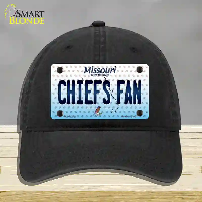 Chiefs Fan Missouri Novelty License Plate Hat Unconstructed Cotton / Black